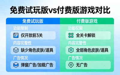 免费试玩与付费版游戏对比画面