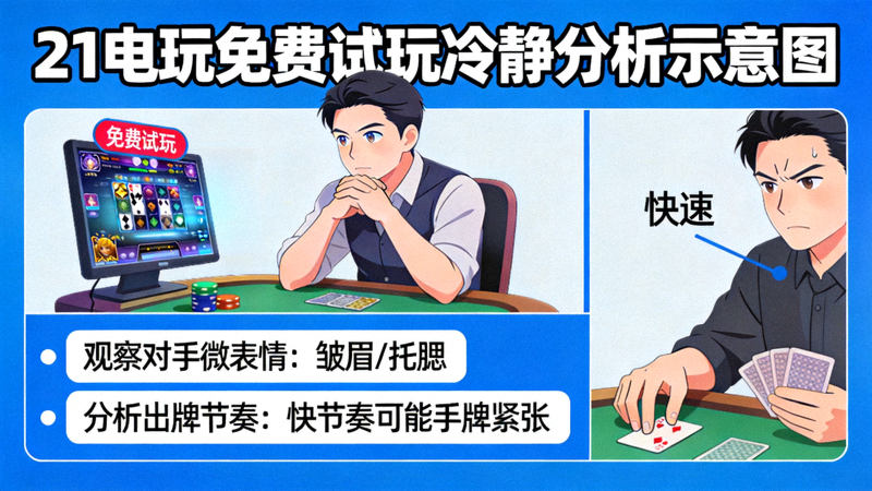 玩家在21电玩免费试玩中保持冷静心态，分析对手行为的示意图